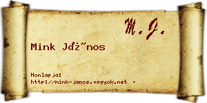 Mink János névjegykártya